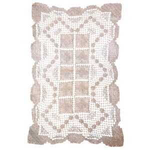 VTG Filet Lace Doily Ecru Rectangle Dresser Scarf Embroidered Table Linen 1920s
